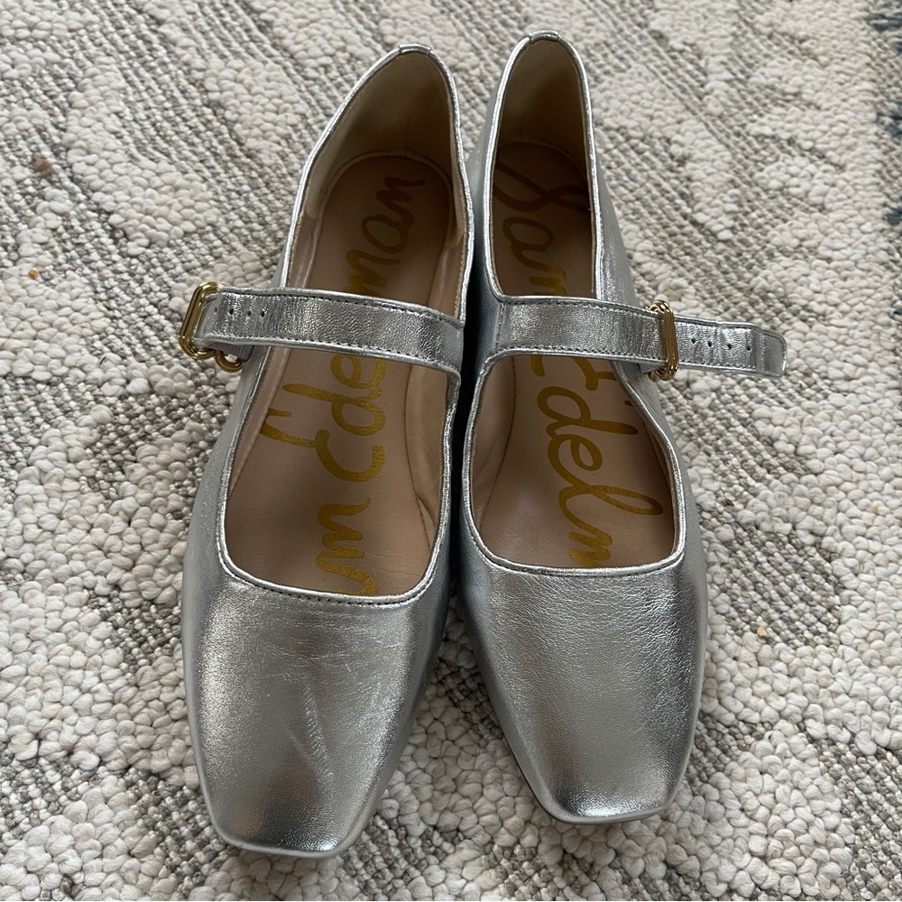 Sam Edelman Metallic Silver Mary Jane Flats - Picture 6 of 11